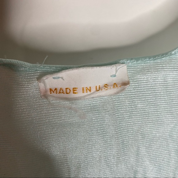 Vintage Blue Satin & Lace Ruffle Teddy Lingerie - Picture 3 of 6